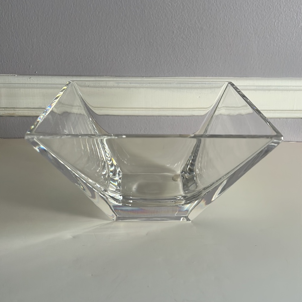 Kristall Krisla Italy vintage clear crystal square bowl